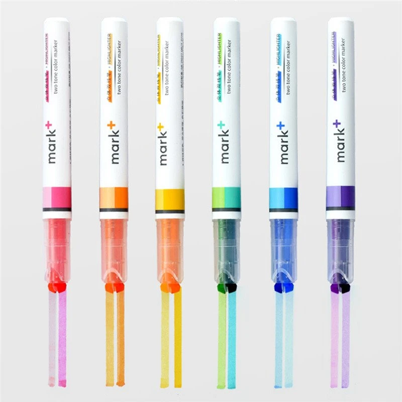 6 komada Double Line dvobojnih highlightera