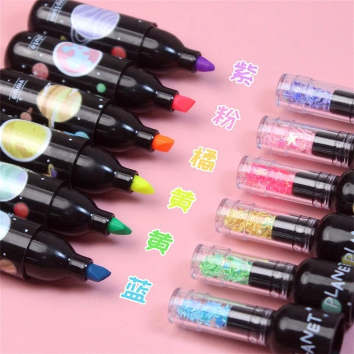6pcs Cute Planet Wine Bottle Mini Highlighter